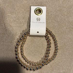 NWT Set of 2 House of Harlow 1960 Gold Bead Bracelets